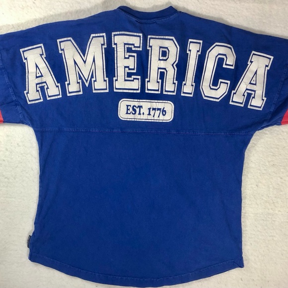 Spirit Jersey America Est 1776 Shirt Adult Small Red White Blue Long Sleeve - Picture 8 of 8